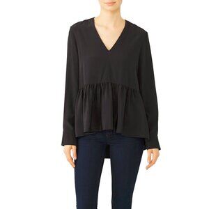 Tibi Black Silk CDC Peplum Top
